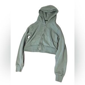Brandy Melville Light Green Crop Top Hoodie